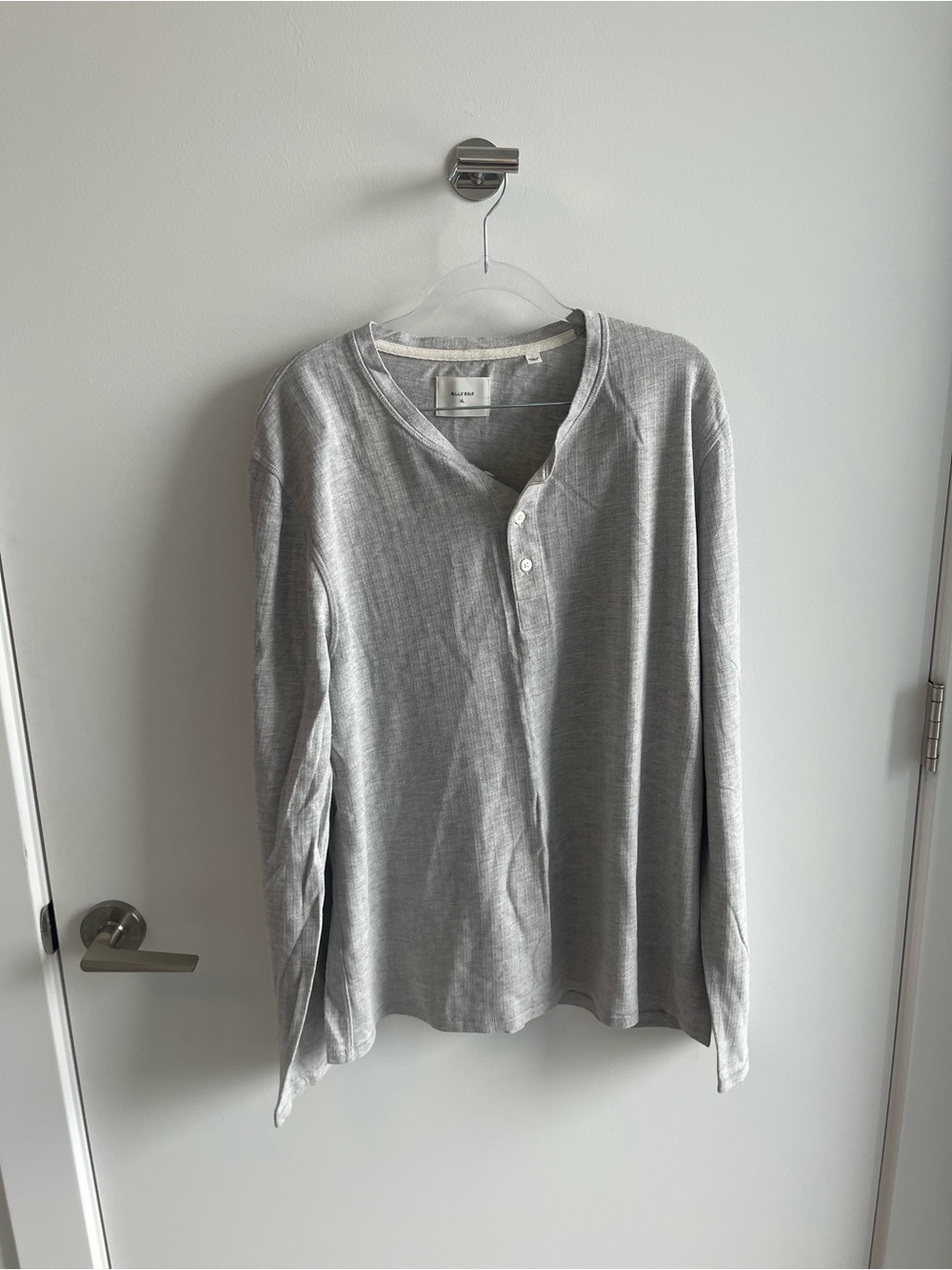 Billy Reid Men's Long-Sleeve Grey Henley Shirt